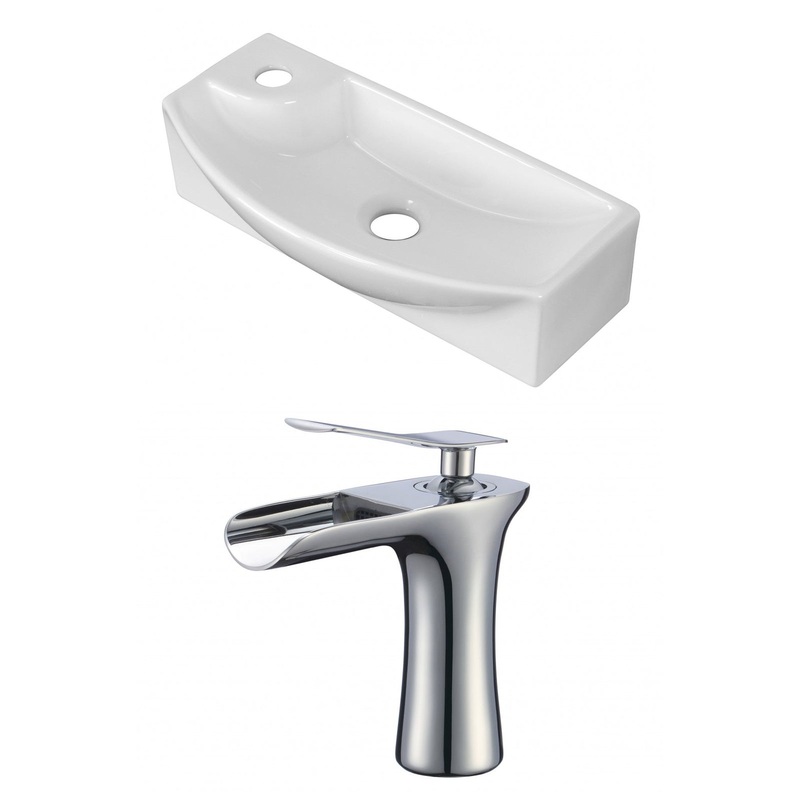 American Imaginations AI-17905 18" White Rectangular Ceramic Above Counter Bathroom Vessel Sink Set