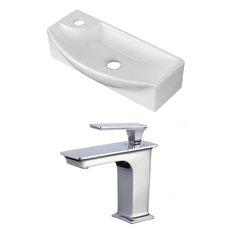 American Imaginations AI-17906 18" White Rectangular Ceramic Above Counter Bathroom Vessel Sink Set
