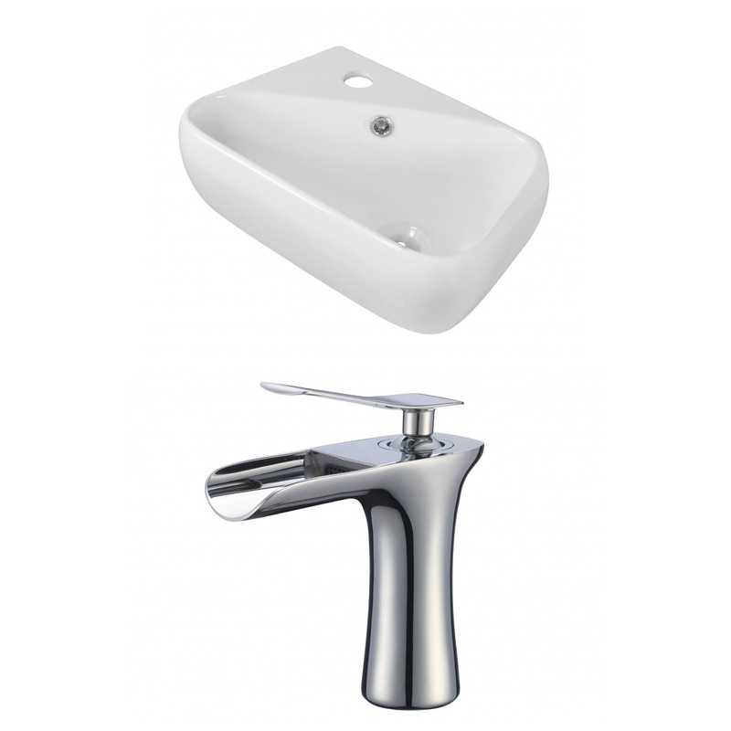 American Imaginations AI-17909 18" White Rectangular Ceramic Above Counter Bathroom Vessel Sink Set