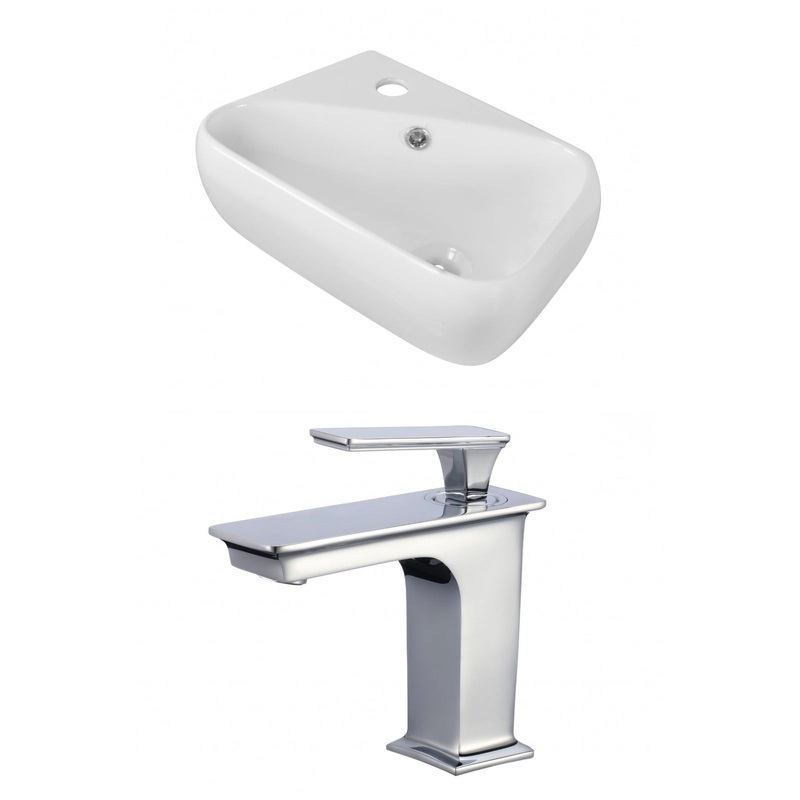 American Imaginations AI-17910 18" White Rectangular Ceramic Above Counter Bathroom Vessel Sink Set