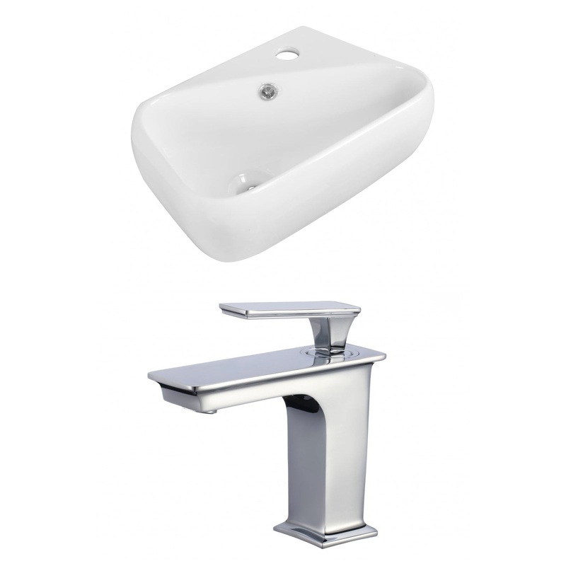 American Imaginations AI-17914 18" White Rectangular Ceramic Above Counter Bathroom Vessel Sink Set