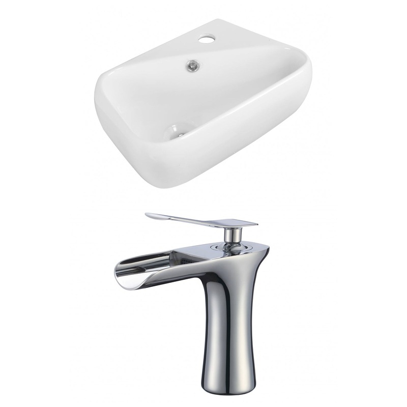 American Imaginations AI-17915 18" White Rectangular Ceramic Wall Mount Bathroom Vessel Sink Set