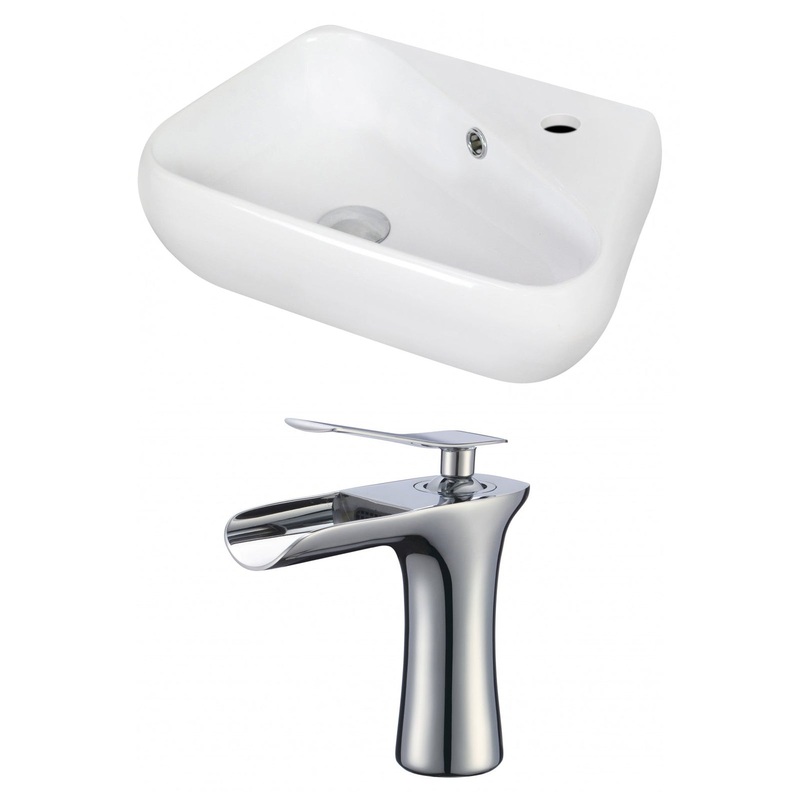 American Imaginations AI-17919 18" White Unique Ceramic Above Counter Bathroom Vessel Sink Set