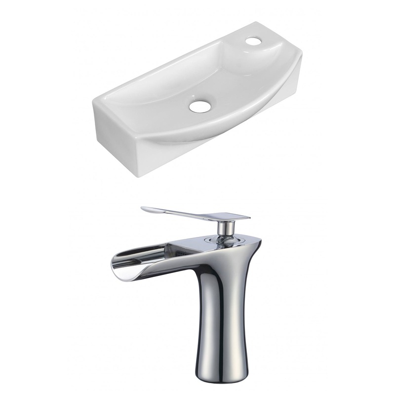 American Imaginations AI-17925 18" White Rectangular Ceramic Above Counter Bathroom Vessel Sink Set