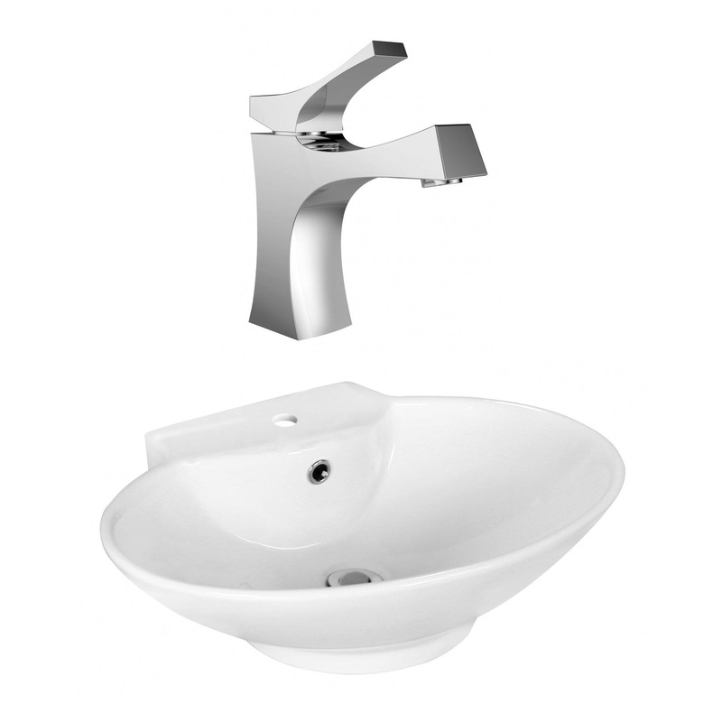 American Imaginations AI-17935 23" White Oval Ceramic Above Counter Bathroom Vessel Sink Set