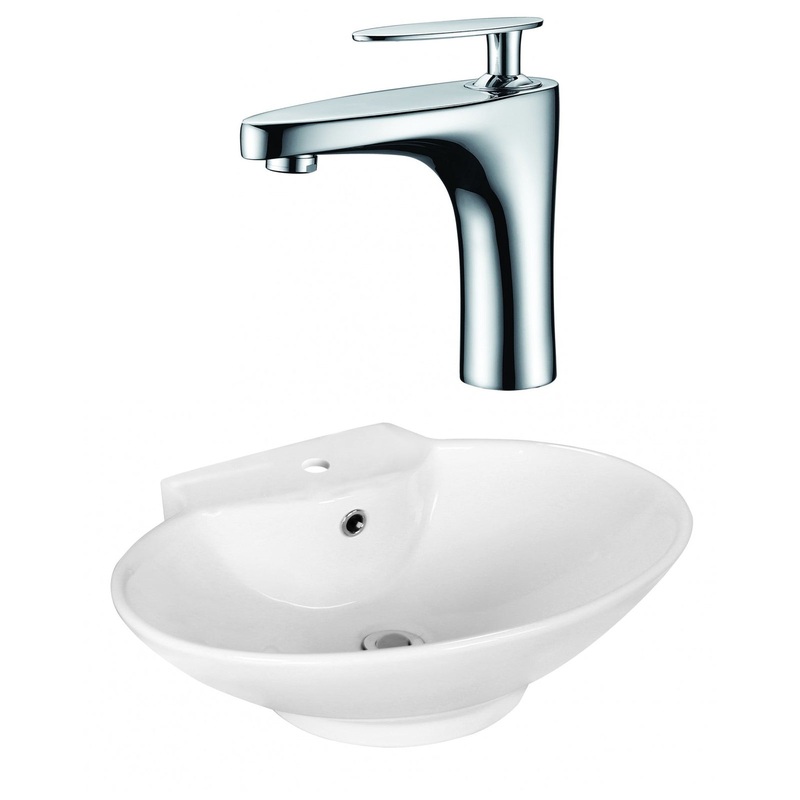 American Imaginations AI-17937 23" White Oval Ceramic Above Counter Bathroom Vessel Sink Set