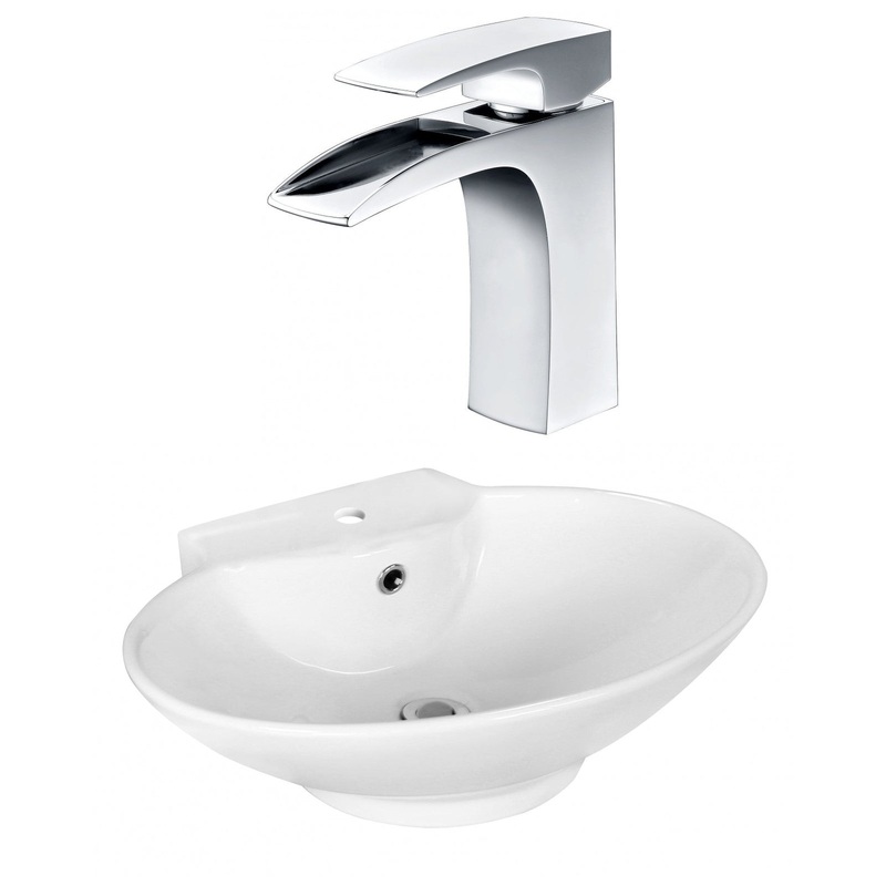American Imaginations AI-17939 23" White Oval Ceramic Above Counter Bathroom Vessel Sink Set