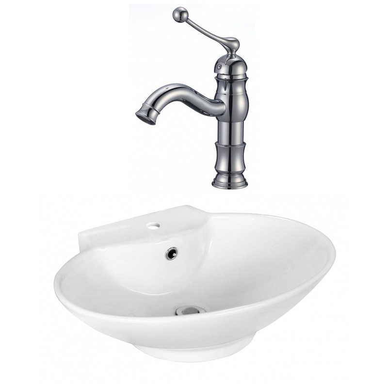 American Imaginations AI-17941 23" White Oval Ceramic Above Counter Bathroom Vessel Sink Set