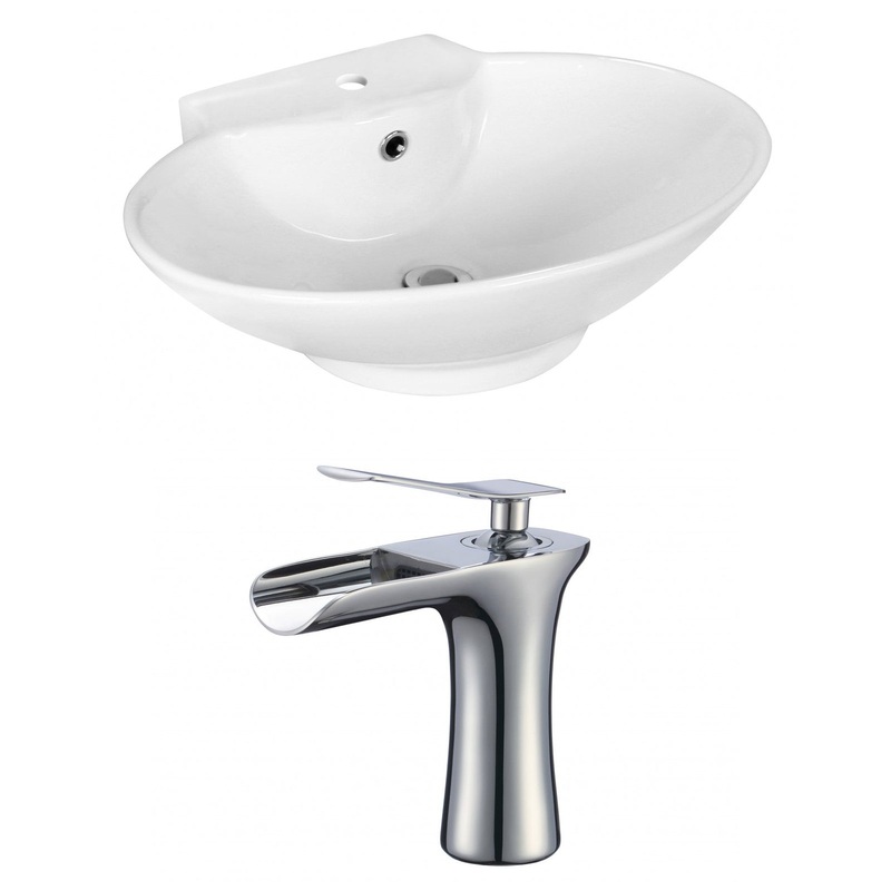 American Imaginations AI-17942 23" White Oval Ceramic Above Counter Bathroom Vessel Sink Set