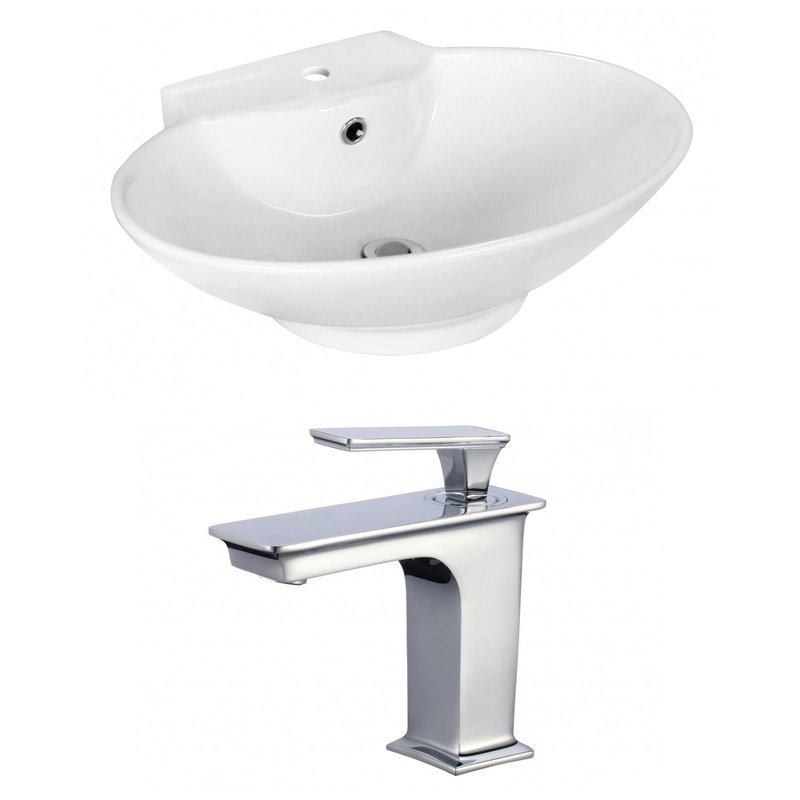 American Imaginations AI-17943 23" White Oval Ceramic Above Counter Bathroom Vessel Sink Set