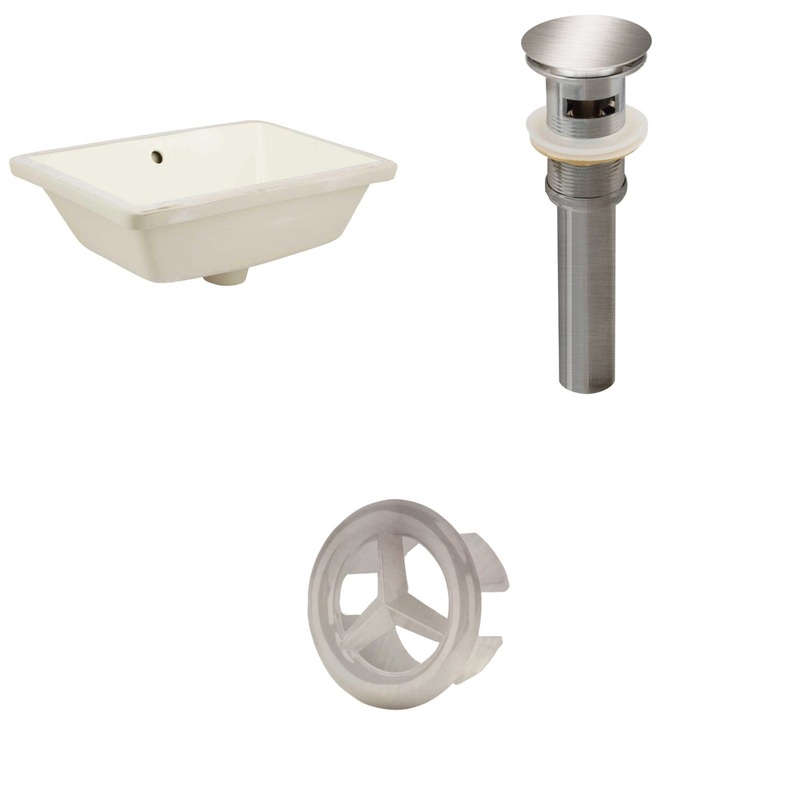 American Imaginations AI-20592 18" Biscuit Rectangular Ceramic Undermount Bathroom Sink Set