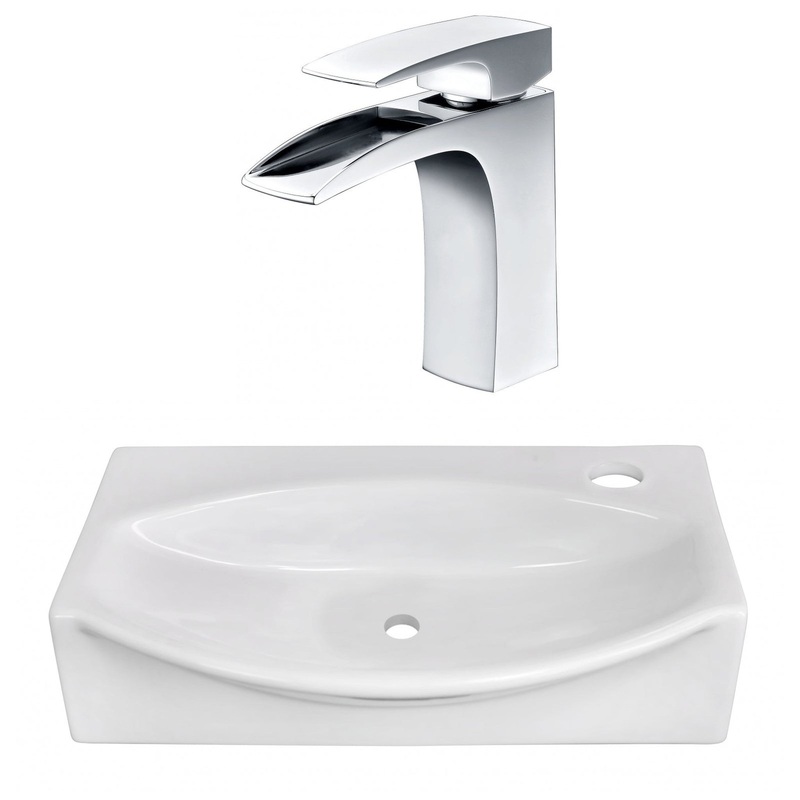 American Imaginations AI-22462 17" White Unique Ceramic Above Counter Bathroom Vessel Sink Set