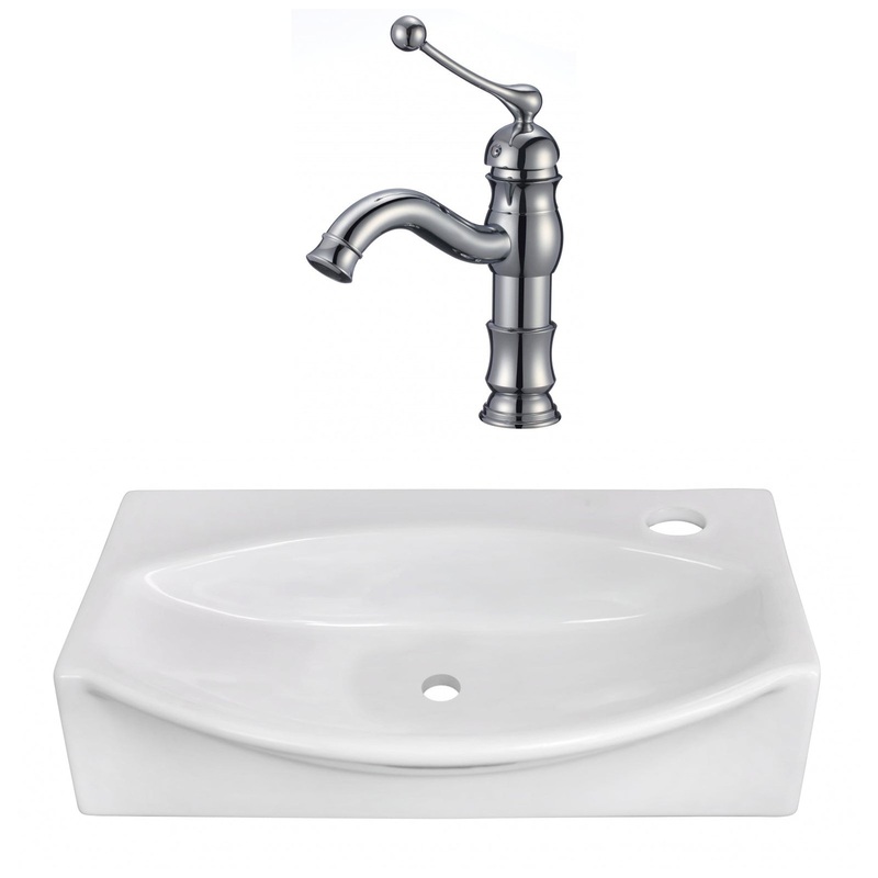 American Imaginations AI-22464 17" White Unique Ceramic Above Counter Bathroom Vessel Sink Set