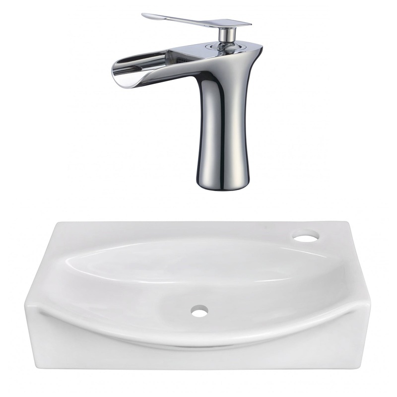 American Imaginations AI-22465 17" White Unique Ceramic Above Counter Bathroom Vessel Sink Set