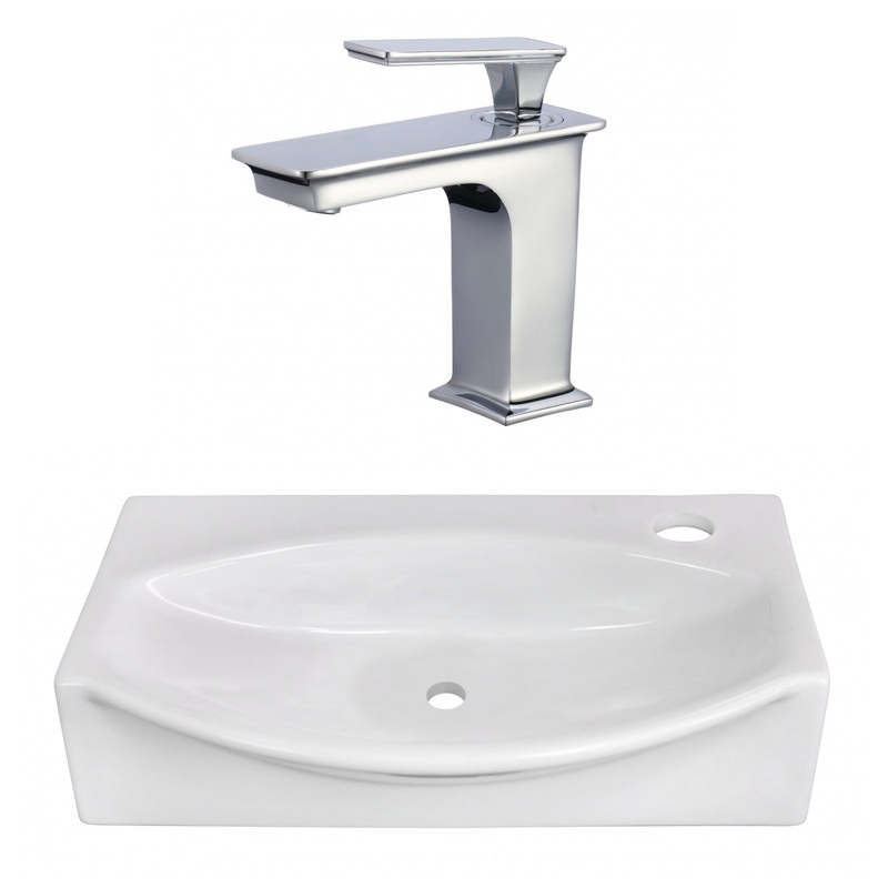 American Imaginations AI-22466 17" White Unique Ceramic Above Counter Bathroom Vessel Sink Set