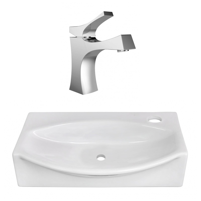 American Imaginations AI-22467 17" White Unique Ceramic Wall Mount Bathroom Vessel Sink Set