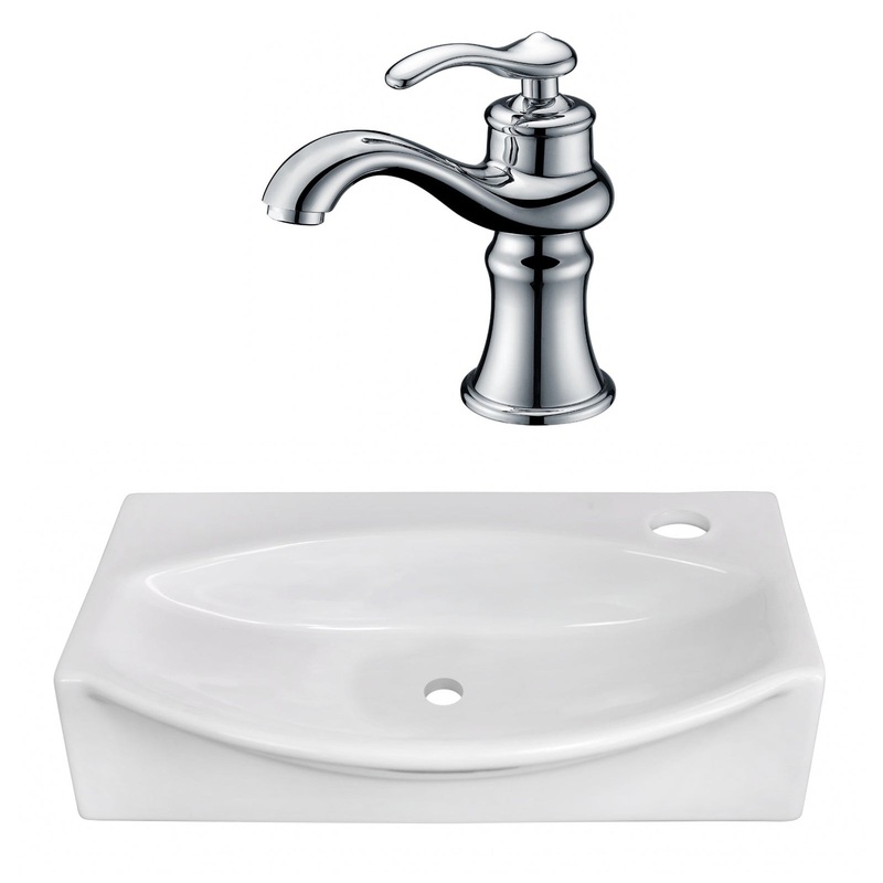 American Imaginations AI-22468 17" White Unique Ceramic Wall Mount Bathroom Vessel Sink Set