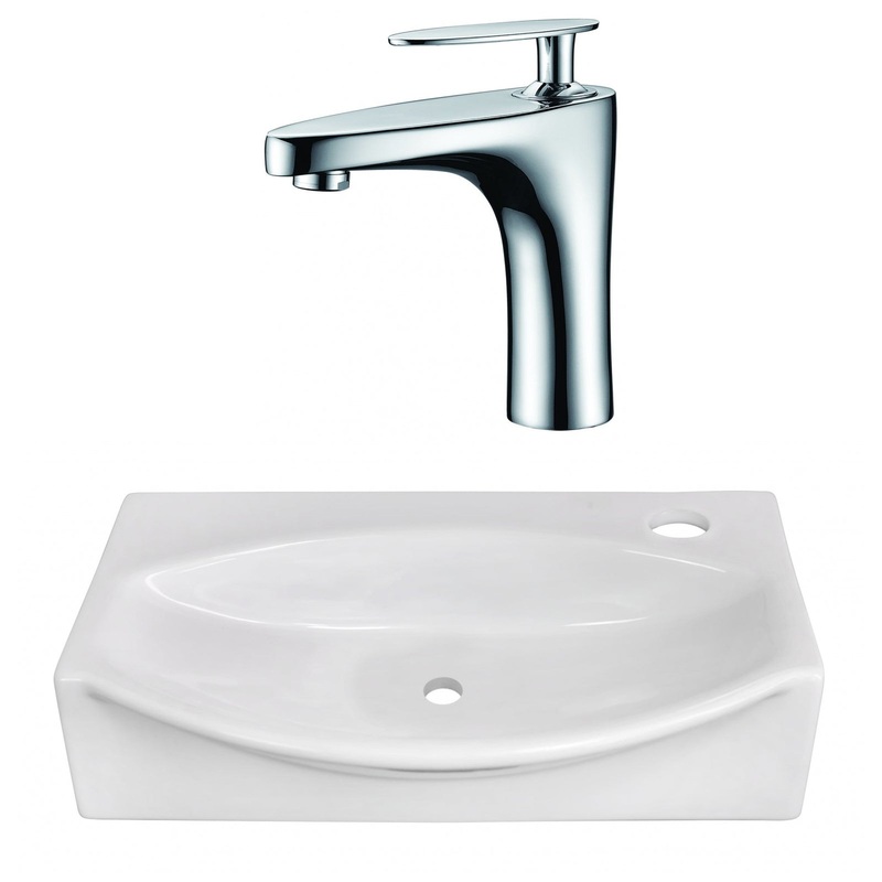 American Imaginations AI-22469 17" White Unique Ceramic Wall Mount Bathroom Vessel Sink Set