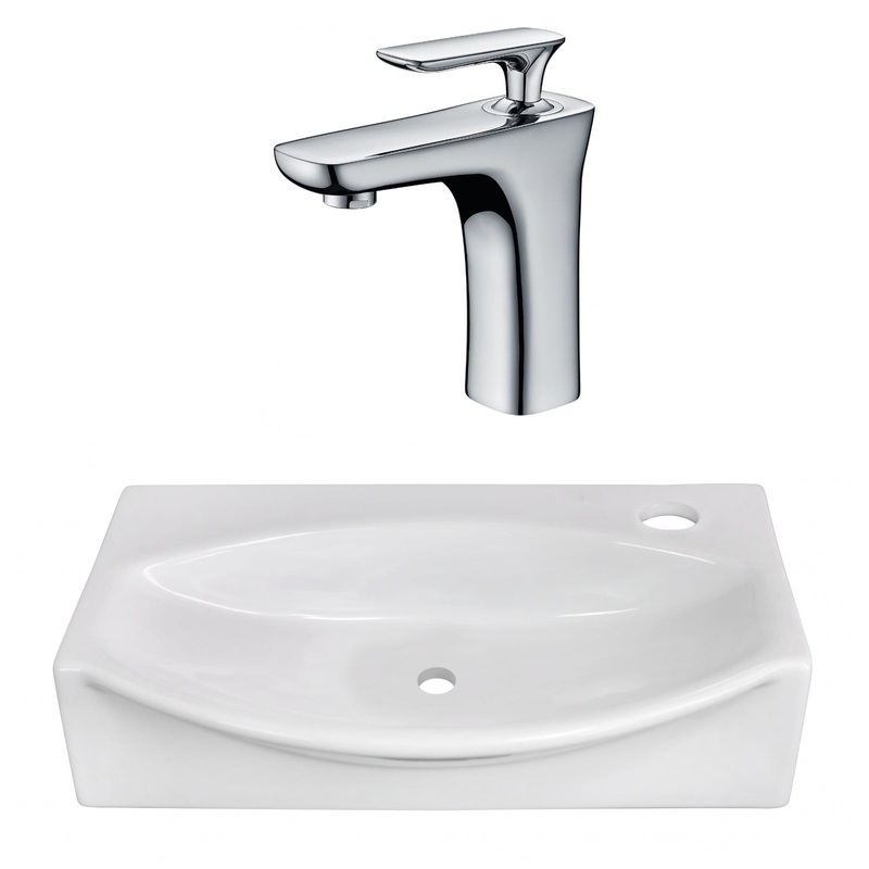 American Imaginations AI-22470 17" White Unique Ceramic Wall Mount Bathroom Vessel Sink Set