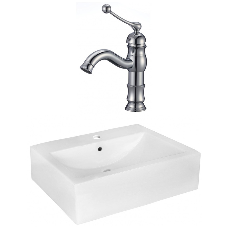 American Imaginations AI-22510 20" White Rectangular Ceramic Wall Mount Bathroom Vessel Sink Set