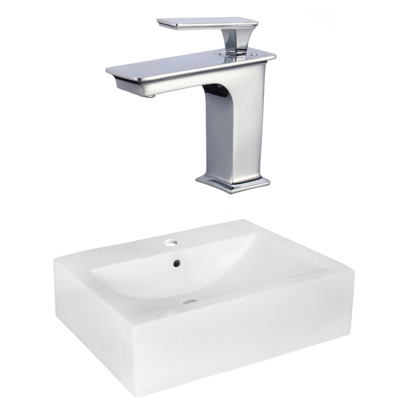American Imaginations AI-22512 20" White Rectangular Ceramic Wall Mount Bathroom Vessel Sink Set