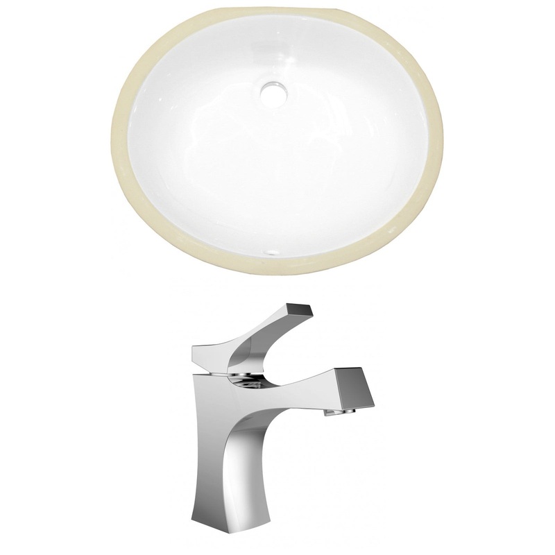 American Imaginations AI-22673 20" White Oval Ceramic Undermount Bathroom Sink Set