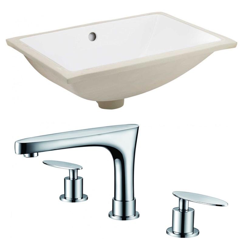 American Imaginations AI-22723 21" White Rectangular Ceramic Undermount Bathroom Sink Set