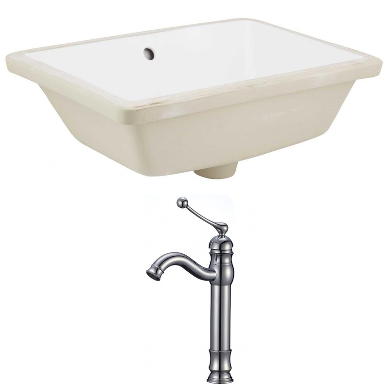 American Imaginations AI-22774 18" White Rectangular Ceramic Undermount Bathroom Sink Set