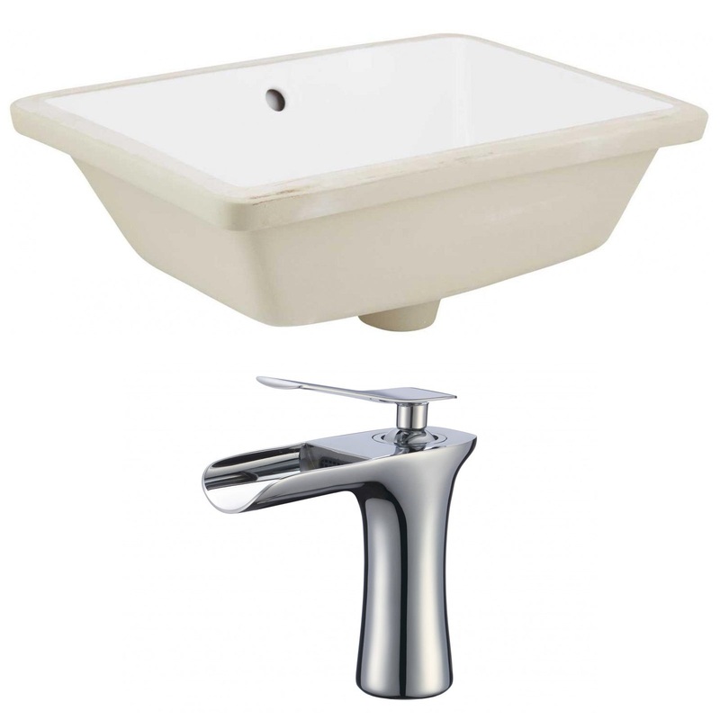American Imaginations AI-22777 18" White Rectangular Ceramic Undermount Bathroom Sink Set