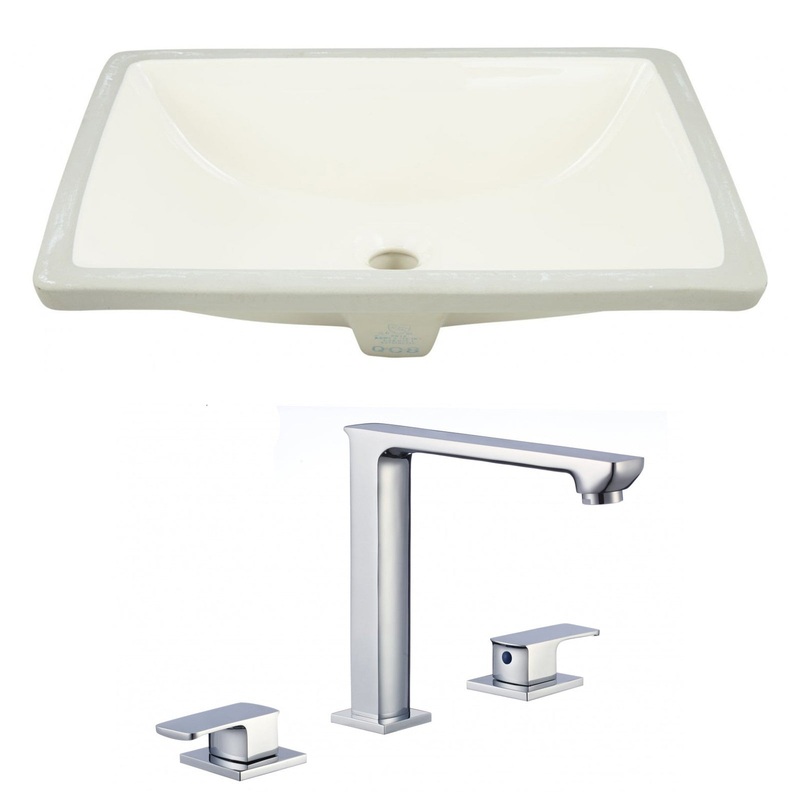 American Imaginations AI-22914 18" Biscuit Rectangular Ceramic Undermount Bathroom Sink Set