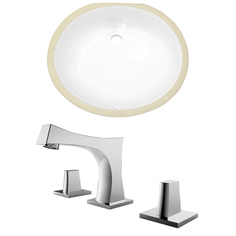American Imaginations AI-22916 20" White Oval Ceramic Undermount Bathroom Sink Set