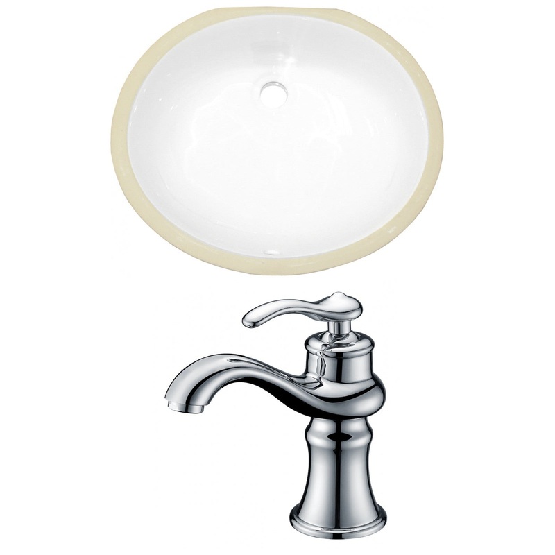 American Imaginations AI-22917 20" White Oval Ceramic Undermount Bathroom Sink Set