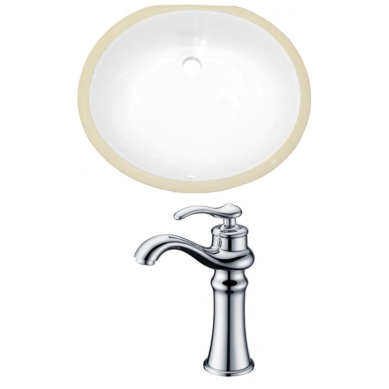American Imaginations AI-22918 20" White Oval Ceramic Undermount Bathroom Sink Set