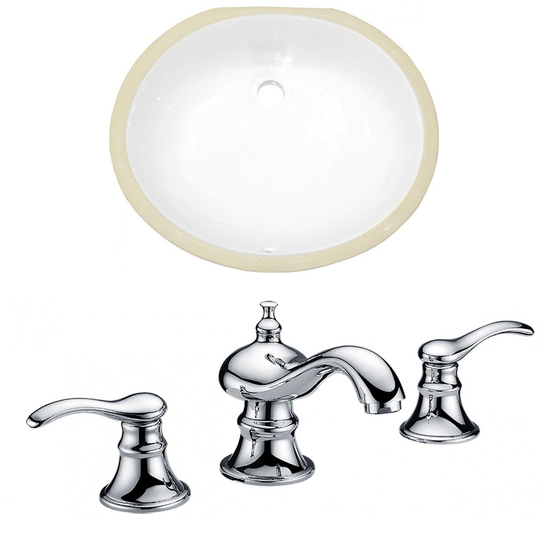 American Imaginations AI-22919 20" White Oval Ceramic Undermount Bathroom Sink Set