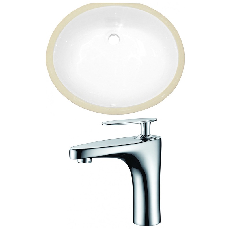 American Imaginations AI-22920 20" White Oval Ceramic Undermount Bathroom Sink Set