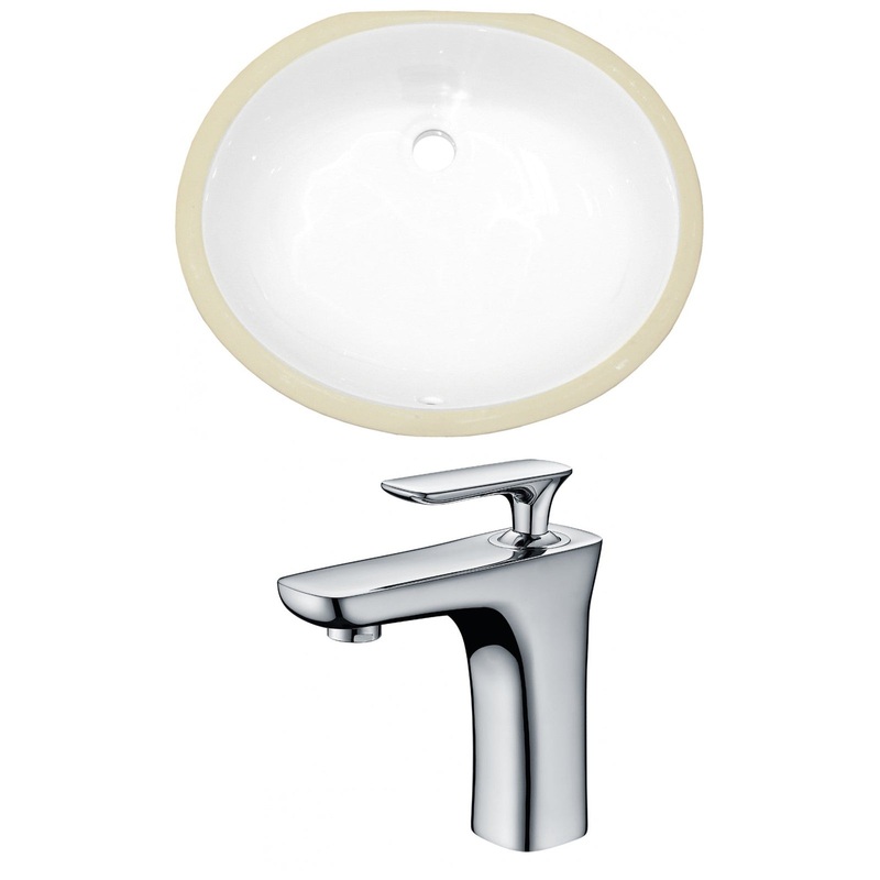 American Imaginations AI-22922 20" White Oval Ceramic Undermount Bathroom Sink Set