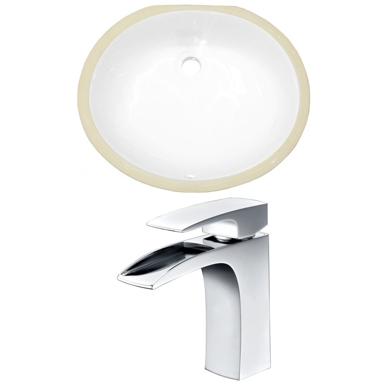American Imaginations AI-22923 20" White Oval Ceramic Undermount Bathroom Sink Set