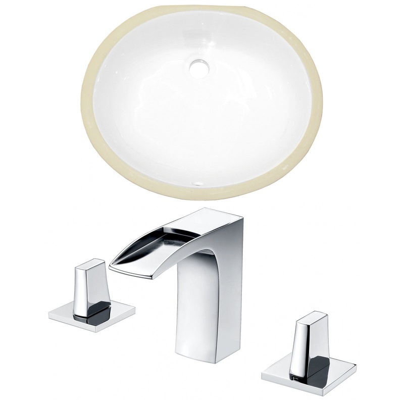 American Imaginations AI-22924 20" White Oval Ceramic Undermount Bathroom Sink Set