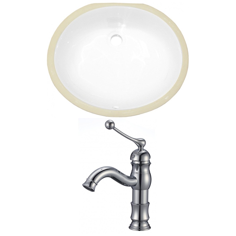 American Imaginations AI-22927 20" White Oval Ceramic Undermount Bathroom Sink Set