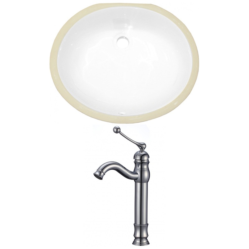 American Imaginations AI-22928 20" White Oval Ceramic Undermount Bathroom Sink Set