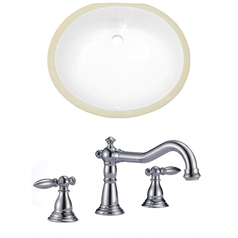 American Imaginations AI-22929 20" White Oval Ceramic Undermount Bathroom Sink Set