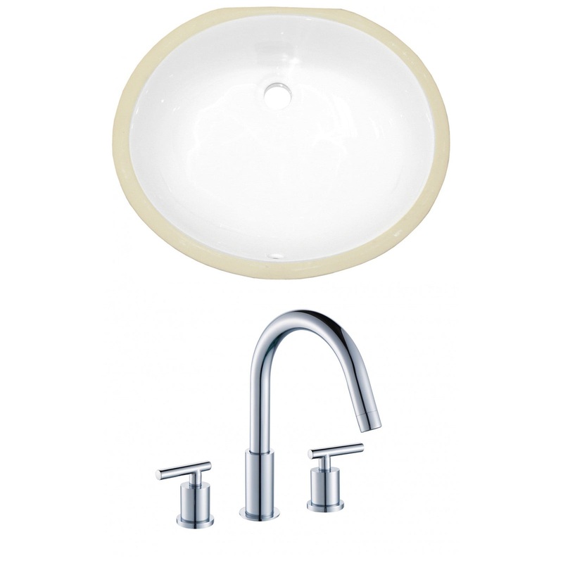 American Imaginations AI-22930 20" White Oval Ceramic Undermount Bathroom Sink Set