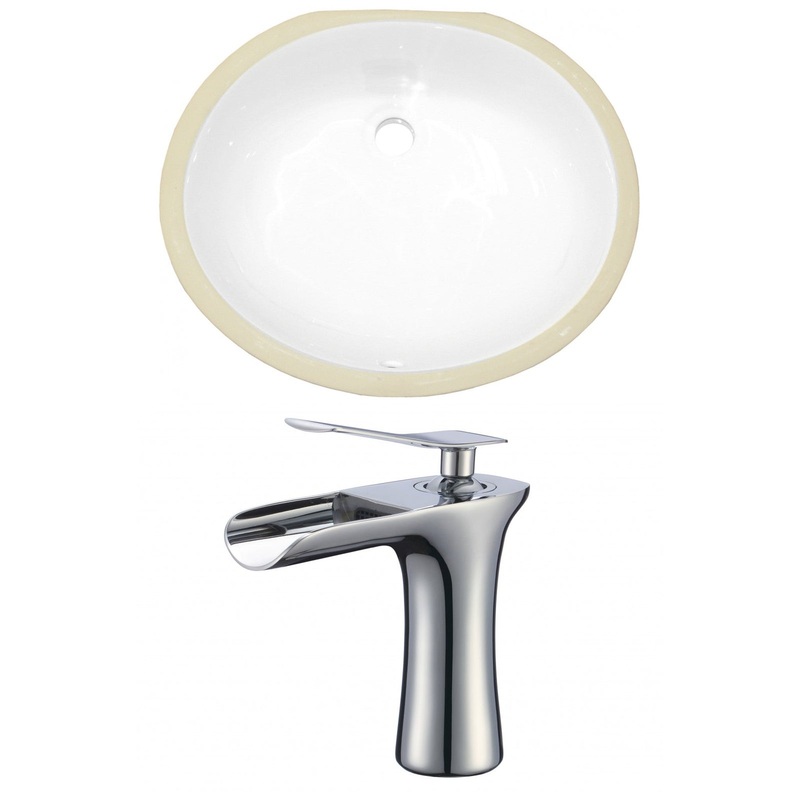 American Imaginations AI-22931 20" White Oval Ceramic Undermount Bathroom Sink Set
