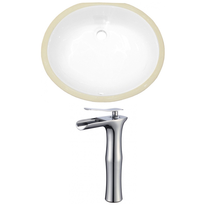 American Imaginations AI-22932 20" White Oval Ceramic Undermount Bathroom Sink Set