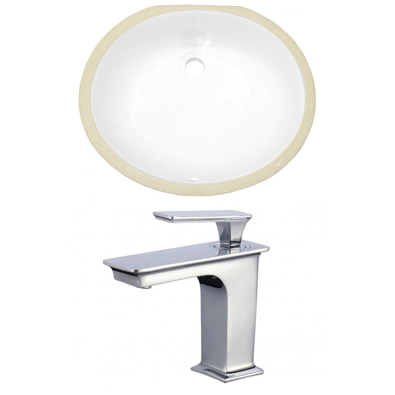American Imaginations AI-22933 20" White Oval Ceramic Undermount Bathroom Sink Set