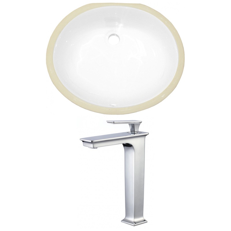 American Imaginations AI-22934 20" White Oval Ceramic Undermount Bathroom Sink Set