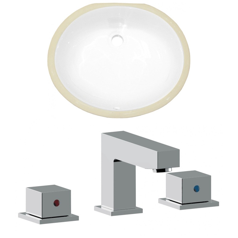 American Imaginations AI-22935 20" White Oval Ceramic Undermount Bathroom Sink Set