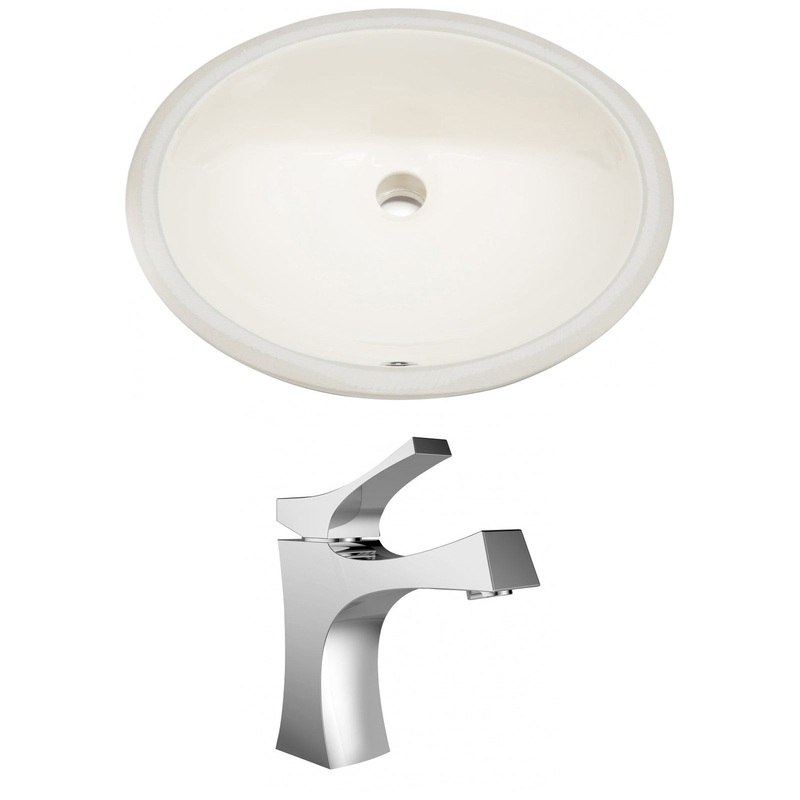 American Imaginations AI-22937 20" Biscuit Oval Ceramic Undermount Bathroom Sink Set