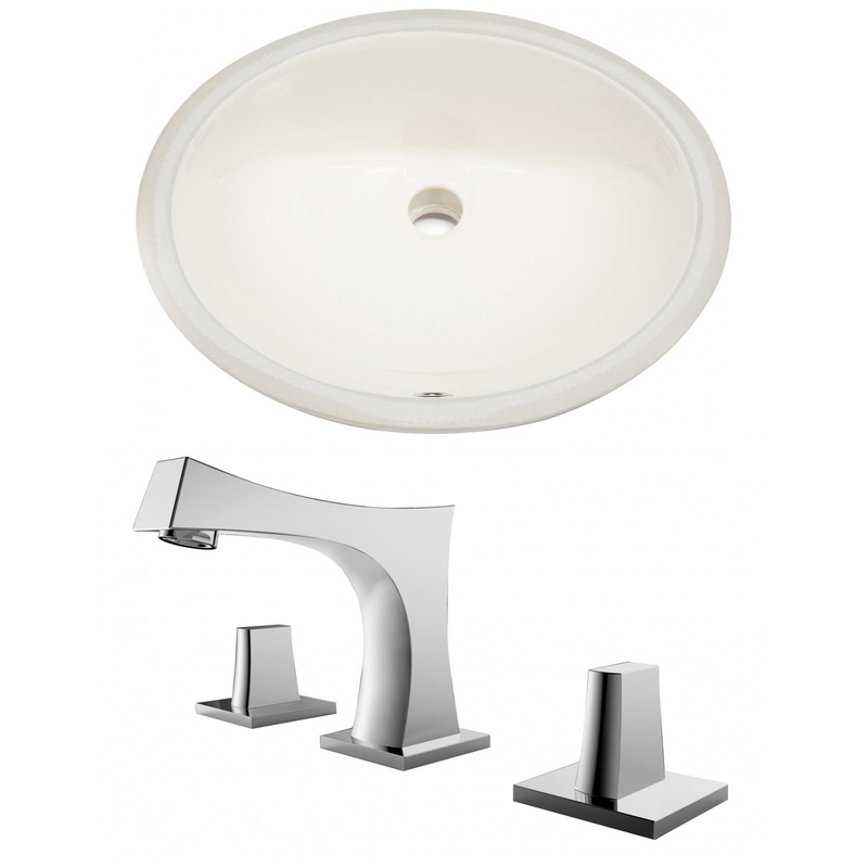 American Imaginations AI-22938 20" Biscuit Oval Ceramic Undermount Bathroom Sink Set