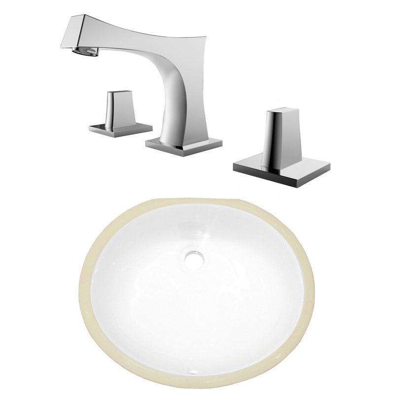 American Imaginations AI-23048 17" White Oval Ceramic Undermount Bathroom Sink Set